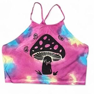 whimsy earthbound trading co. pink tie-dye crop top